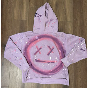 Purple Distressed Pullover Hoodie Size Medium Custom Made Boutique Jellyworld